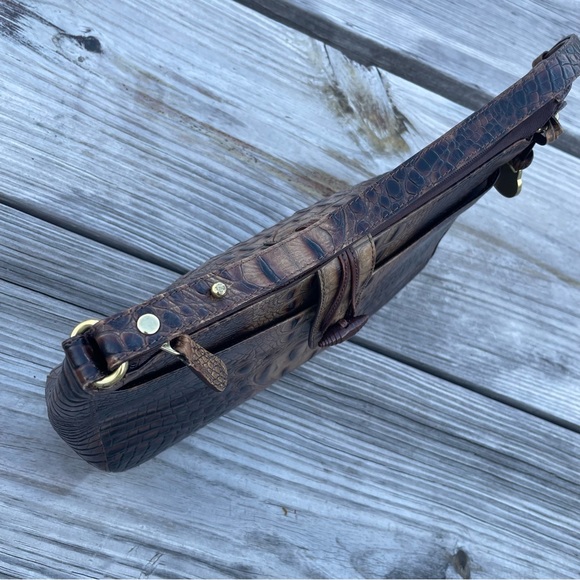 Brahmin Isabelle Pecan Brown Embossed Leather Shoulder Crossbody Purse hand Bag - Picture 15 of 15